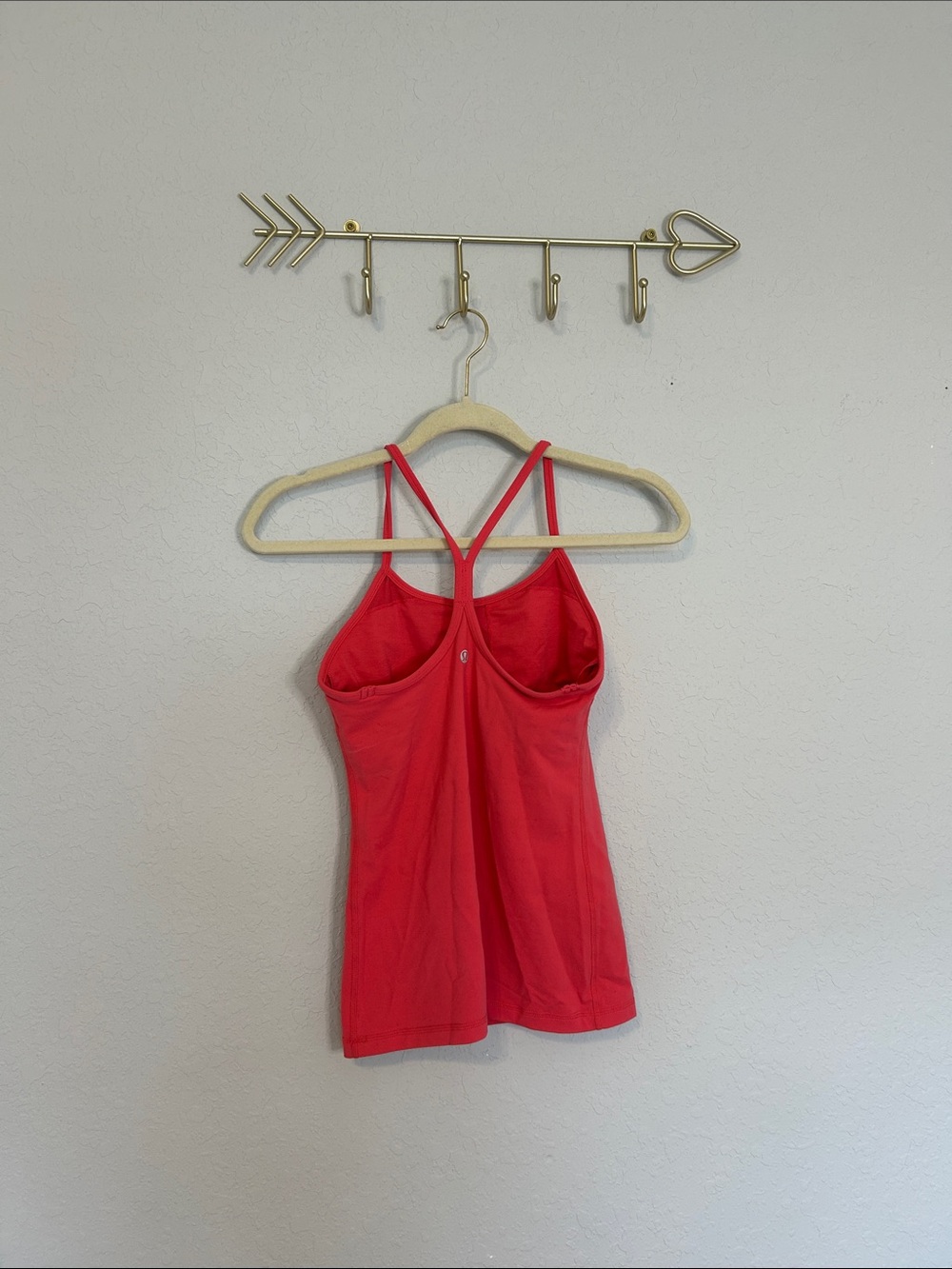 Lululemon Power Y Tank Top Size 4 Coral Pink Built In Bra Strappy Yoga
